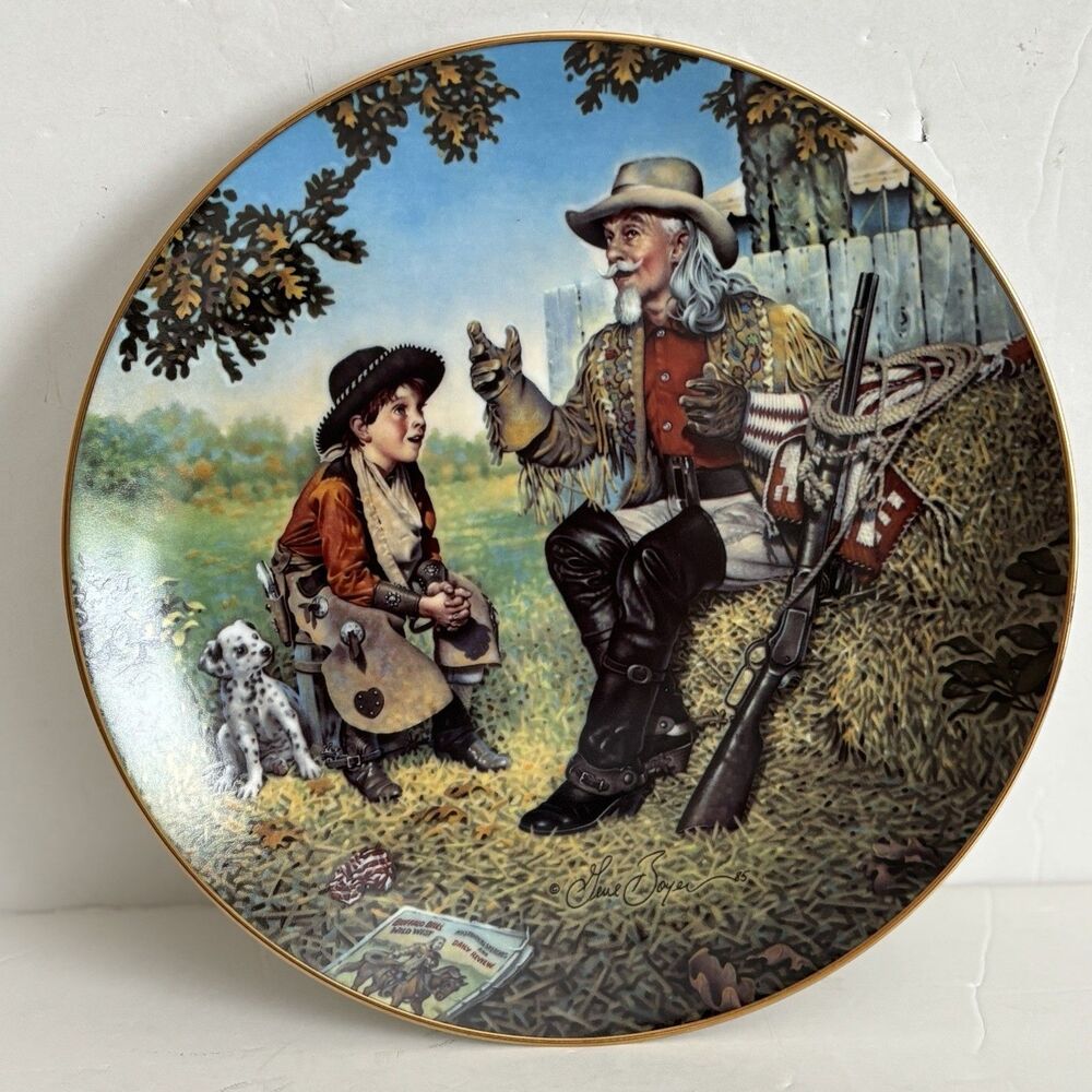 BUFFALO BILL VINTAGE PLATE 1986 AMERICAN FOLK HEROES 8.5 DIAMETER CROW PARIAN LT